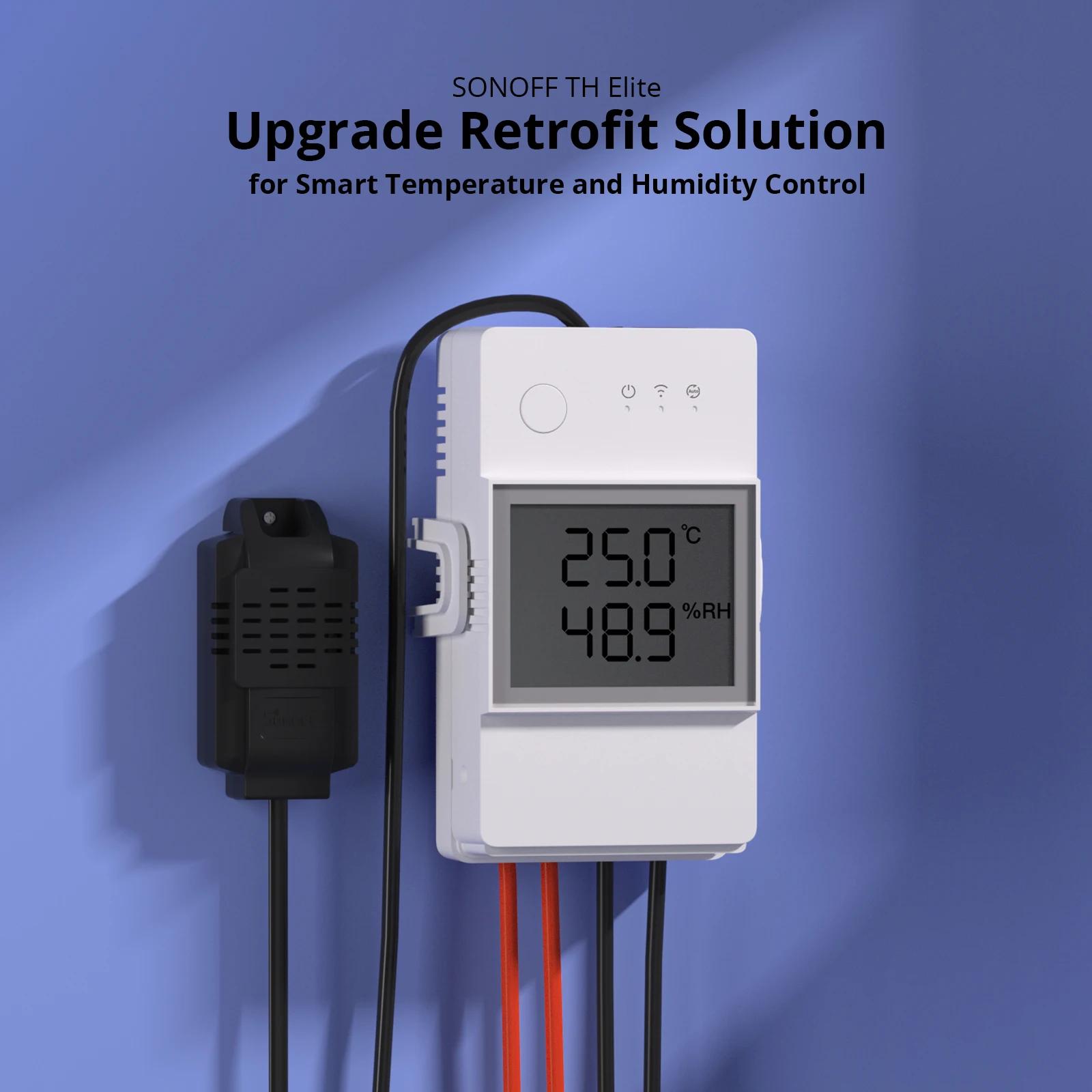 SONOFF-Joli de surveillance intelligent de la température et de l'humidité, écran LCD, télécommande