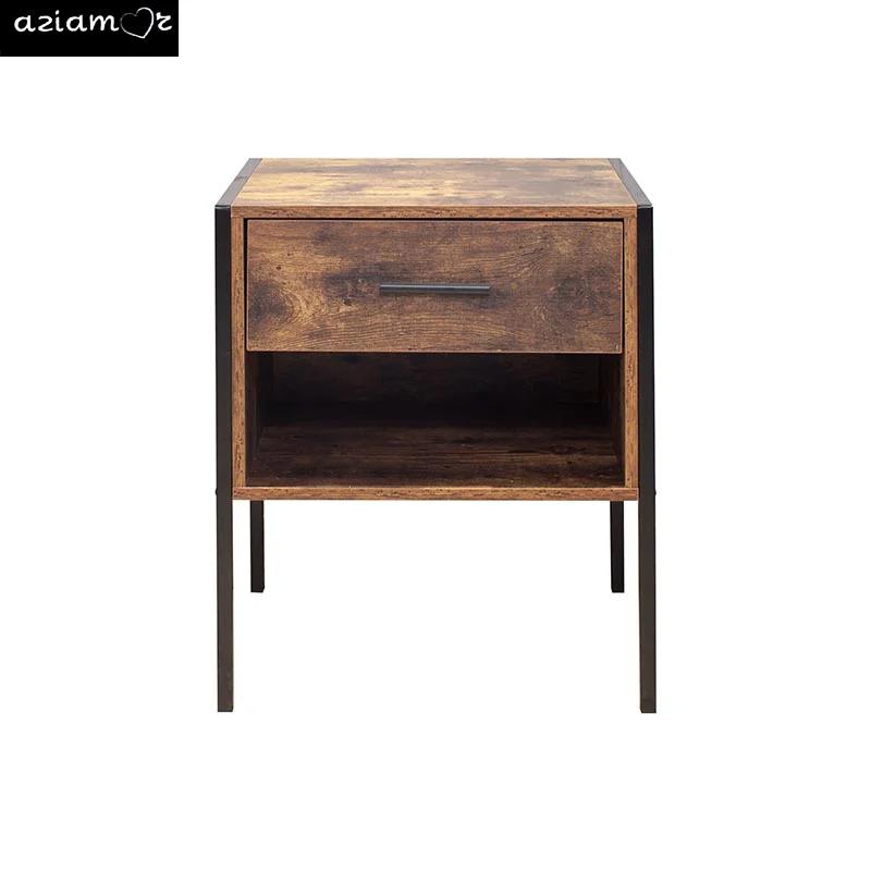 Table de nuit de style industriel, ensemble de 2 pièces