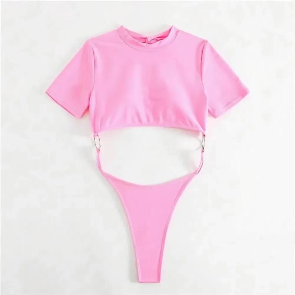 Maillot de bain micro string sexy pour femme, une pièce, 2026, monokini découpé, dos nu, bleu, pour