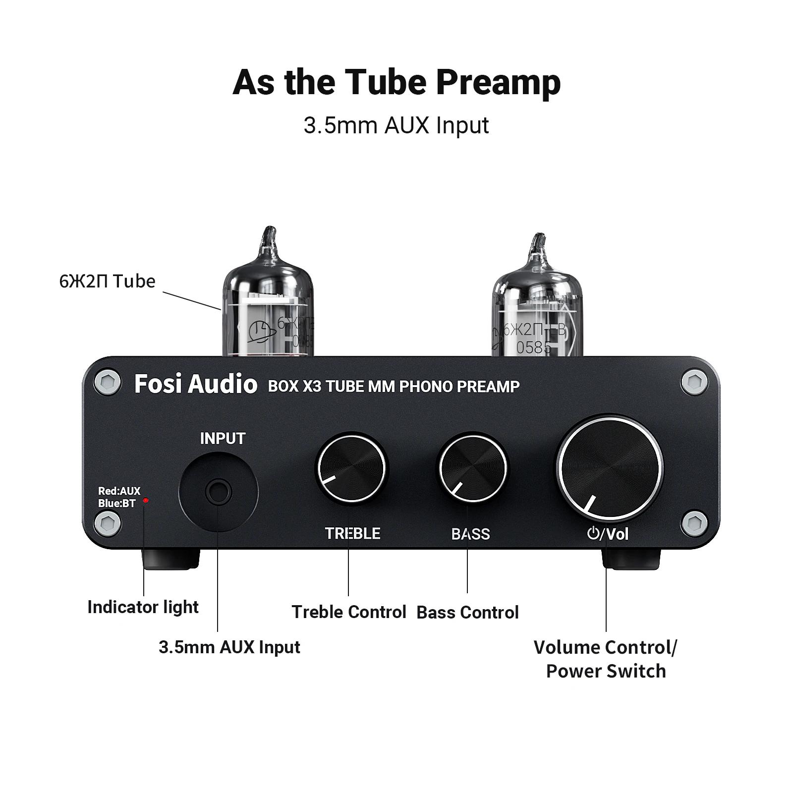 Préampli Phono Audio Bluetooth Fosi pour préamplificateur phonographe à platine avec amplificateur à