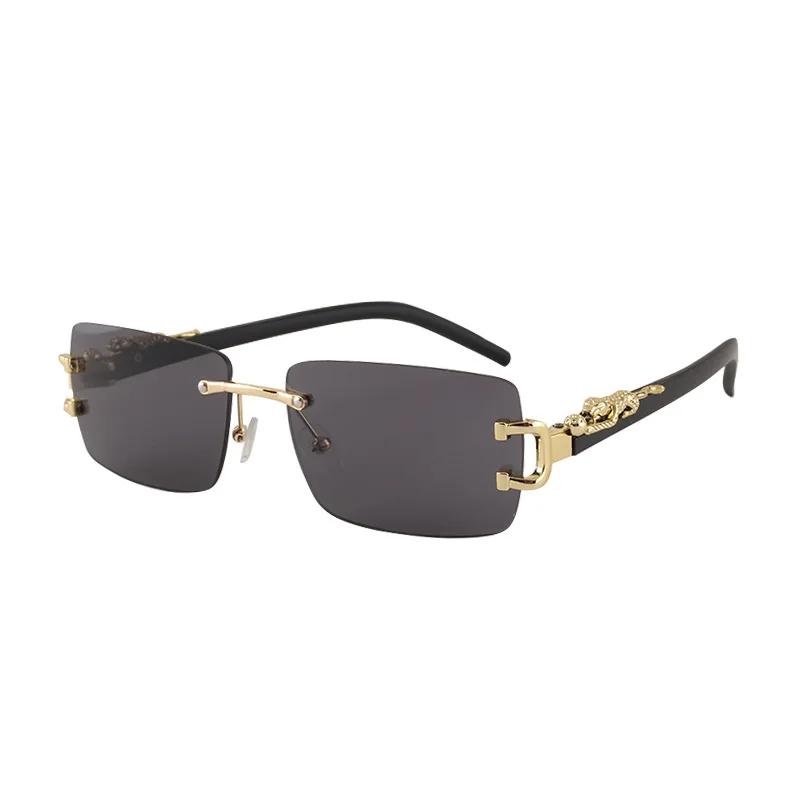 Lunettes de soleil rectangulaires sans monture pour hommes et femmes, à la mode, personnalisées, pou