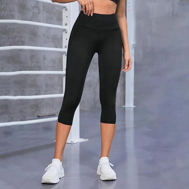 Pantalon de Yoga taille haute en maille, Leggings Capri pour femmes, contrôle du ventre, entraînemen