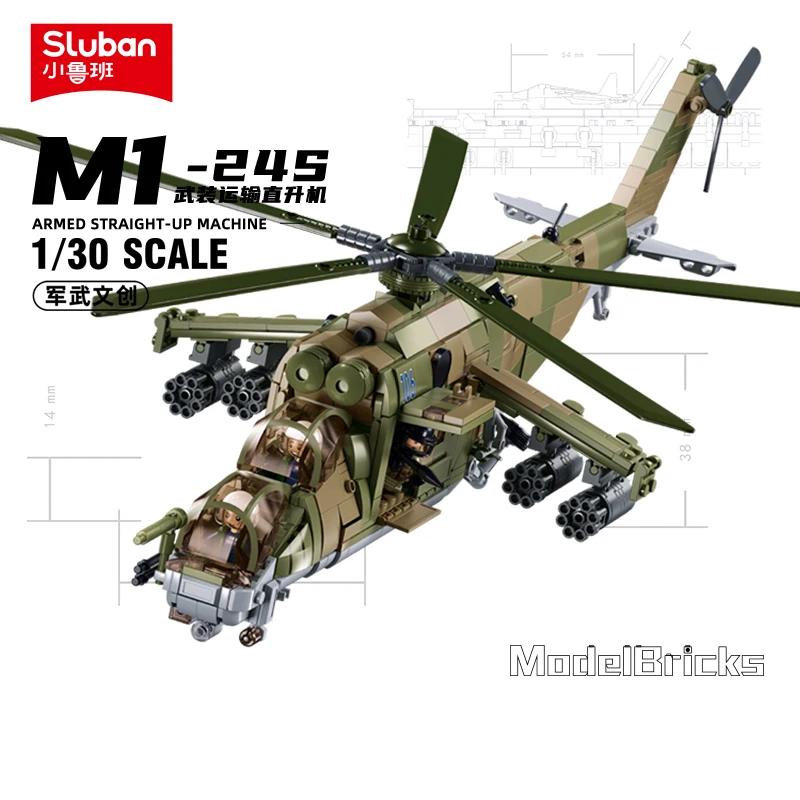 Sluban WW2 – arme à Air militaire russe, hélicoptère d'attaque Mi-24, modèle arrière, blocs de const