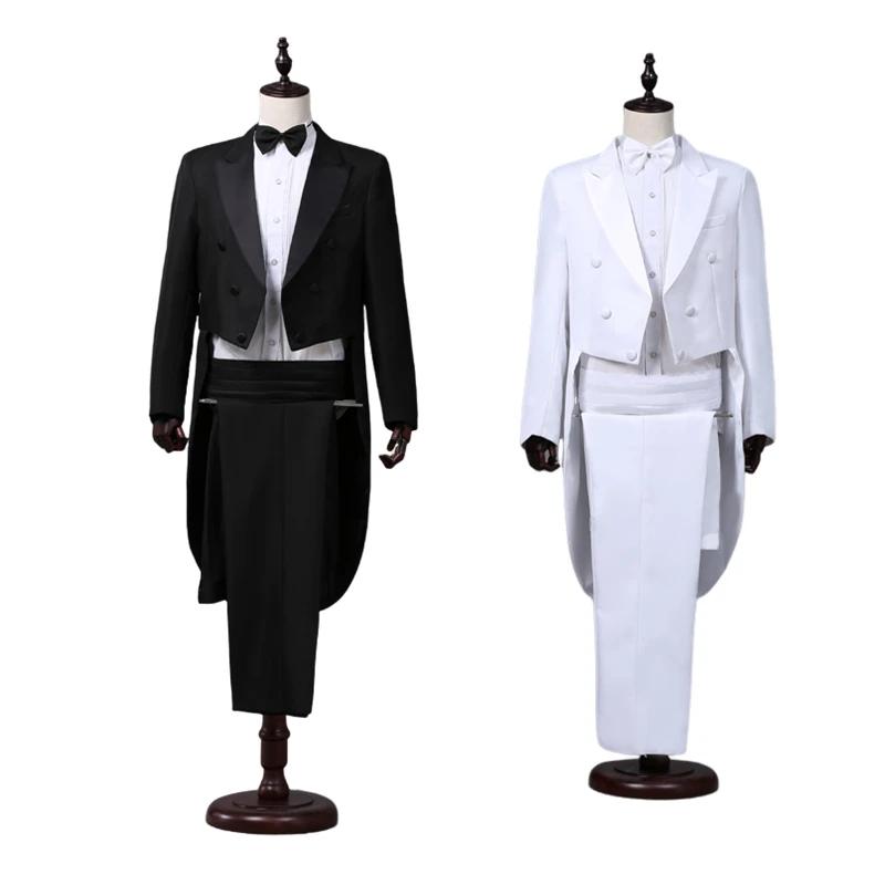Manteau de queue pour hommes, classique, moderne, blanc et noir, Style basique, costume pour hommes
