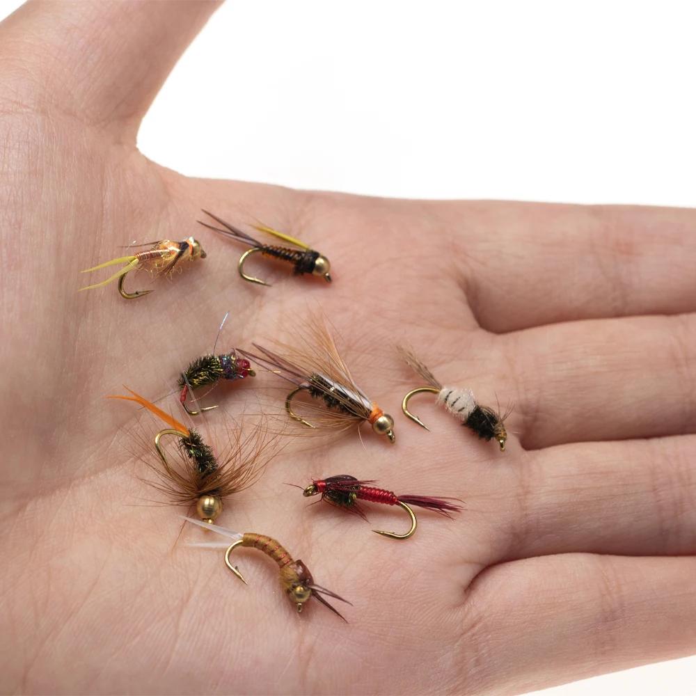 Vampfly 48 pièces ensemble de mouches boîte tête de perle cuivre John nymphe Caddis mai mouche nymph