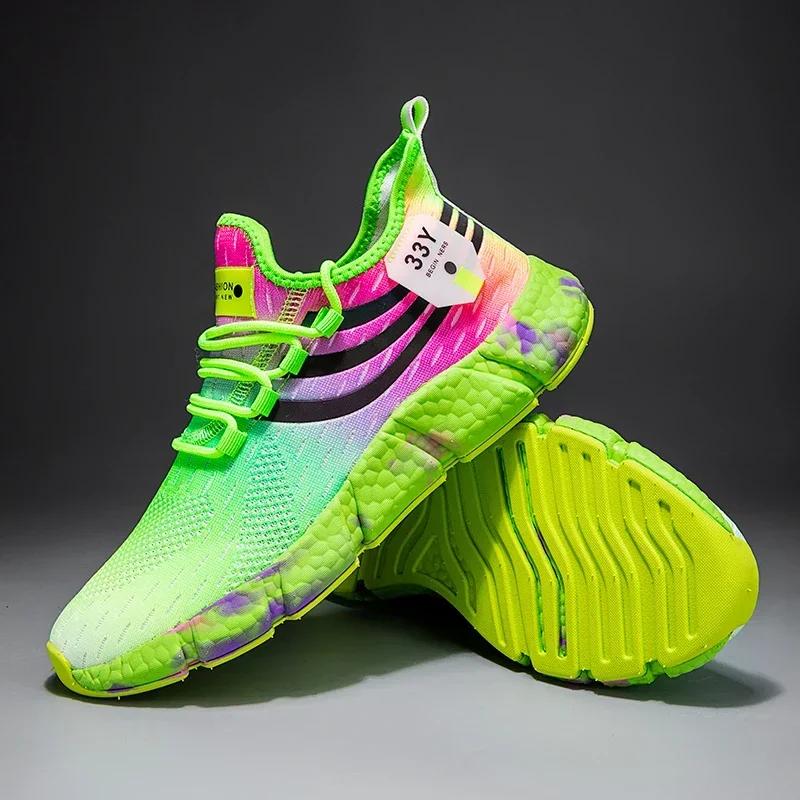 Chaussures de course respirantes pour hommes et femmes, baskets colorées, antidérapantes, à la mode,