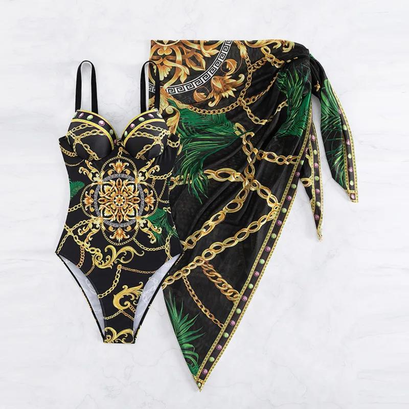 Maillot de bain une pièce sexy imprimé estival 2026 - Push-up fermé pour femme plage et piscine