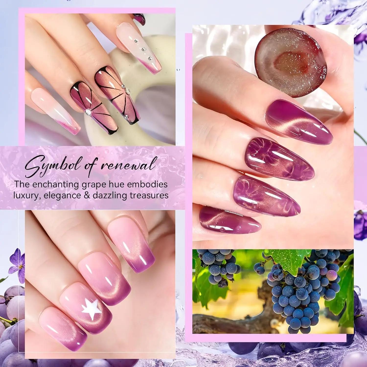 Makartt-Verhéritage à Ongles Gel Holographique en Forme d'Œil de Chat, à Tremper avec Aimant, Lampe