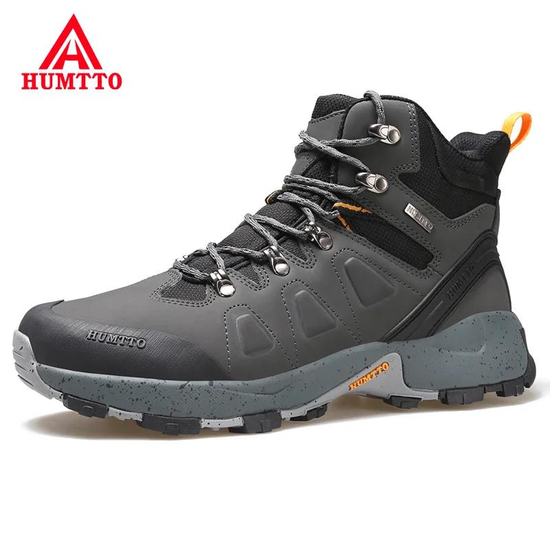 HUMTTO-Chaussures de Randonnée en Cuir pour Homme, Baskets d'Escalade Imperméables, Bottes de dehors