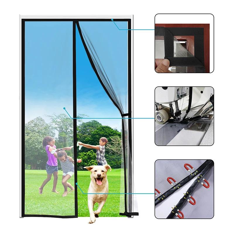Moustiquaire magnétique pour porte, taille personnalisée, rideau anti-mouches, fermeture automatique