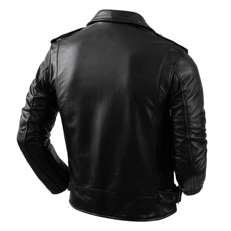 Veste en cuir de vachette véritable pour hommes, manteau de motard, vêtements d'équitation, mode aut
