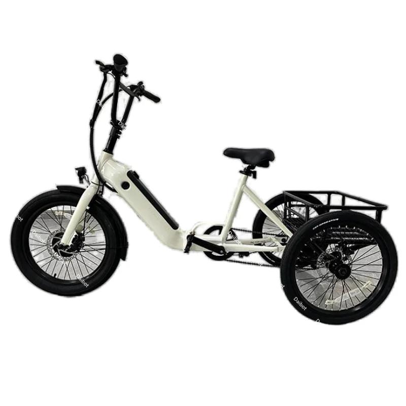 Tricycle de vélo électrique pliable à 3 roues pour adultes hors route avec panier de chargement vélo