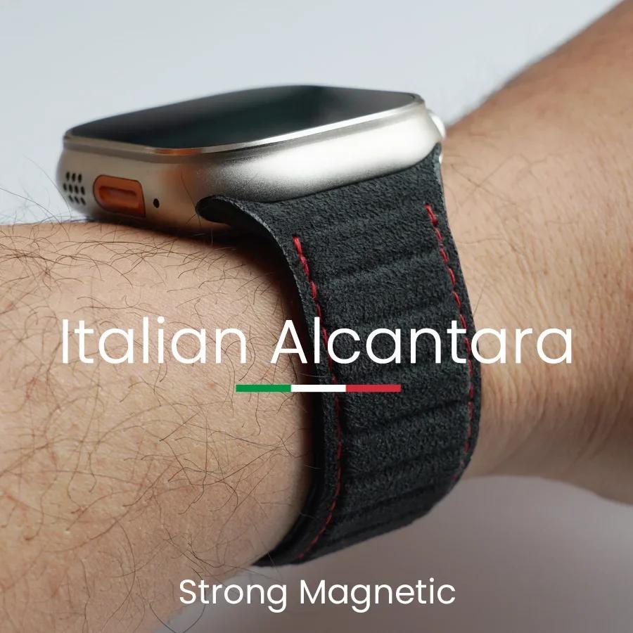 Bracelet magnétique ALCANTARA pour Apple Watch Ultra 3 2 bandes 49mm 46mm 45mm 44mm accessoires en c