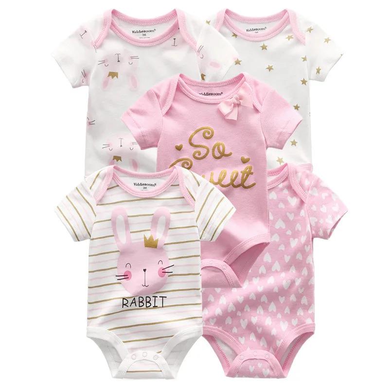 Kiddiezoom – body à manches courtes pour bébé garçon et fille, 5 pièces/lot, à la mode, avec dessin