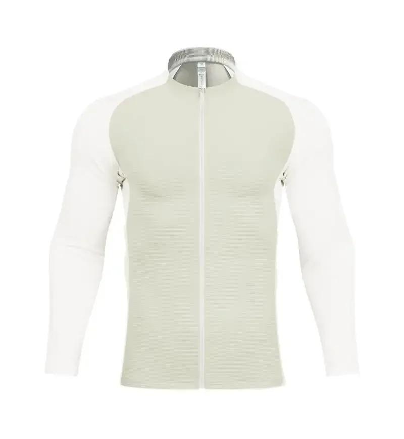 Sportif haut de fitness à manches longues pour hommes, veste de sport, séchage rapide, respirant, mi