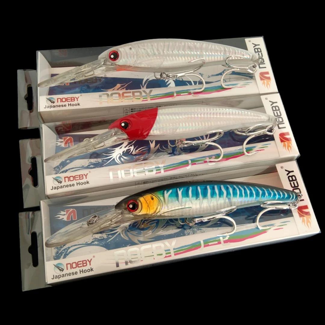 NOEBY 3 leurres de pêche artificiels Minnow à coulée lente 140mm 52g, 160mm 73g, 12cm 32g, leurres d