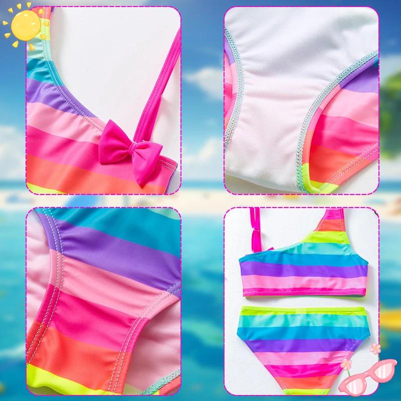 Maillot de bain fille Bluey Rainbow, tenue de plage d'été avec nœud, ensemble tankini 2 pièces pour