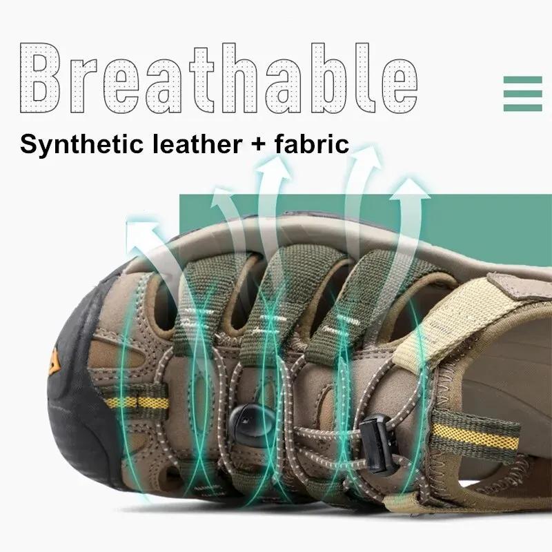 HUMTTO Été En Plein Air Sandales pour Hommes Respirant Randonnée Chaussures Eau Plage Hommes Sandale