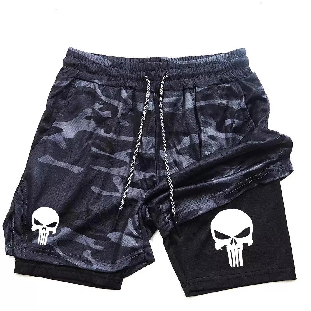 Short de Performance imprimé 2 en 1 pour hommes, short athlétique à séchage rapide avec poche pour t
