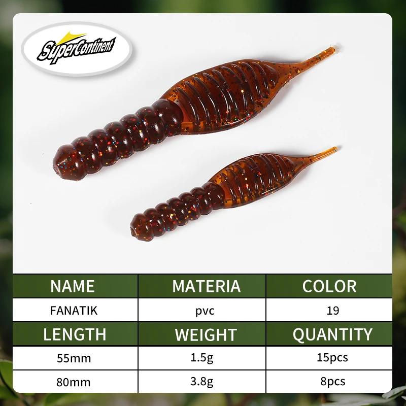 Leurres fanatik supercontinent 80mm/8 pièces 55mm/15 pièces leurre souple leurres de pêche appâts en