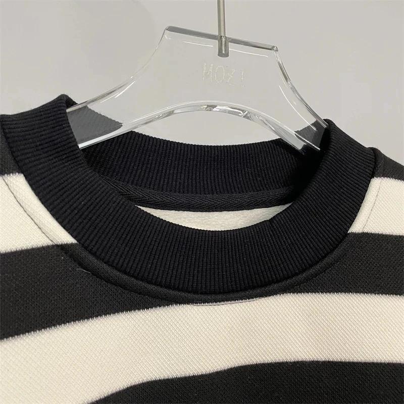 Nouvelle Arrivée Mode Automne Coton Ample Rayé Col Rond Ins Couple Décontracté Dessin Animé Mickey M