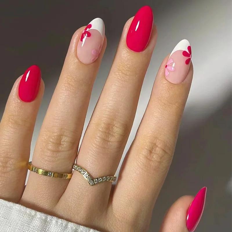 Faux ongles couleur chair unie, avec colle gelée, courts, à pression en amande, portables, ovales, c