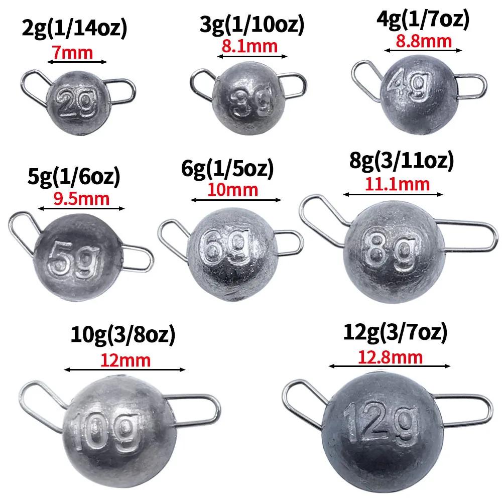 Kit de plombs de pêche Cannonball Cheburashka, 2g, 3g, 4g, 5g, 6g, 8g, 10g, 12g