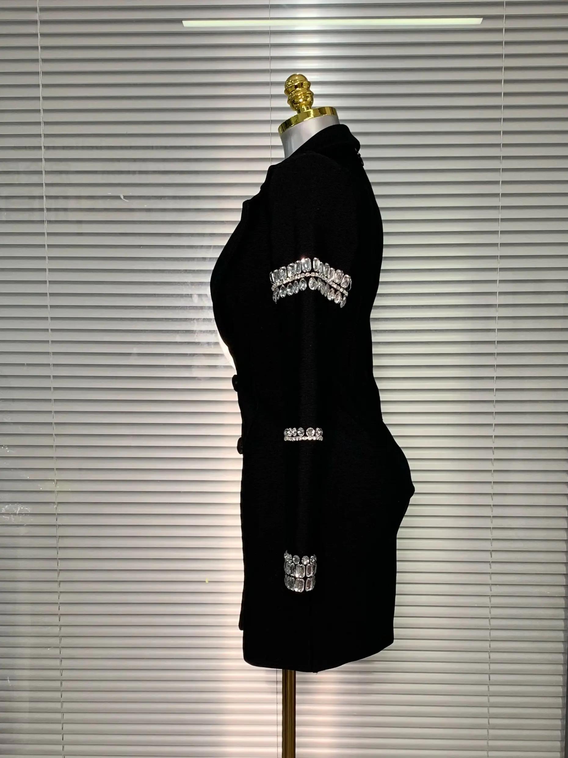 Robe à bandes pour femmes, flambant neuf, Sexy, décolleté en V profond, manches longues, Blazer perl