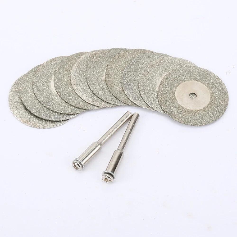Disques de coupe diamantés 30mm, Mini lame de scie coupée avec 2 pièces de connexion de tige de 3mm