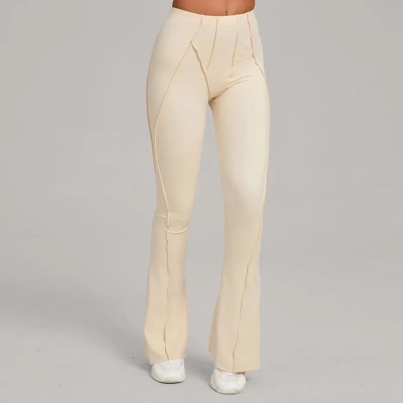 Pantalon évasé de Yoga pour femmes, jambes larges, moulant, levage des hanches, danse, taille haute,