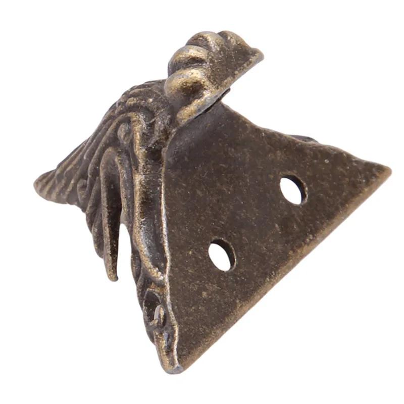 Coffre à bijoux en laiton Bronze Antique, boîte à meubles en bois, pieds décoratifs, protection d'an