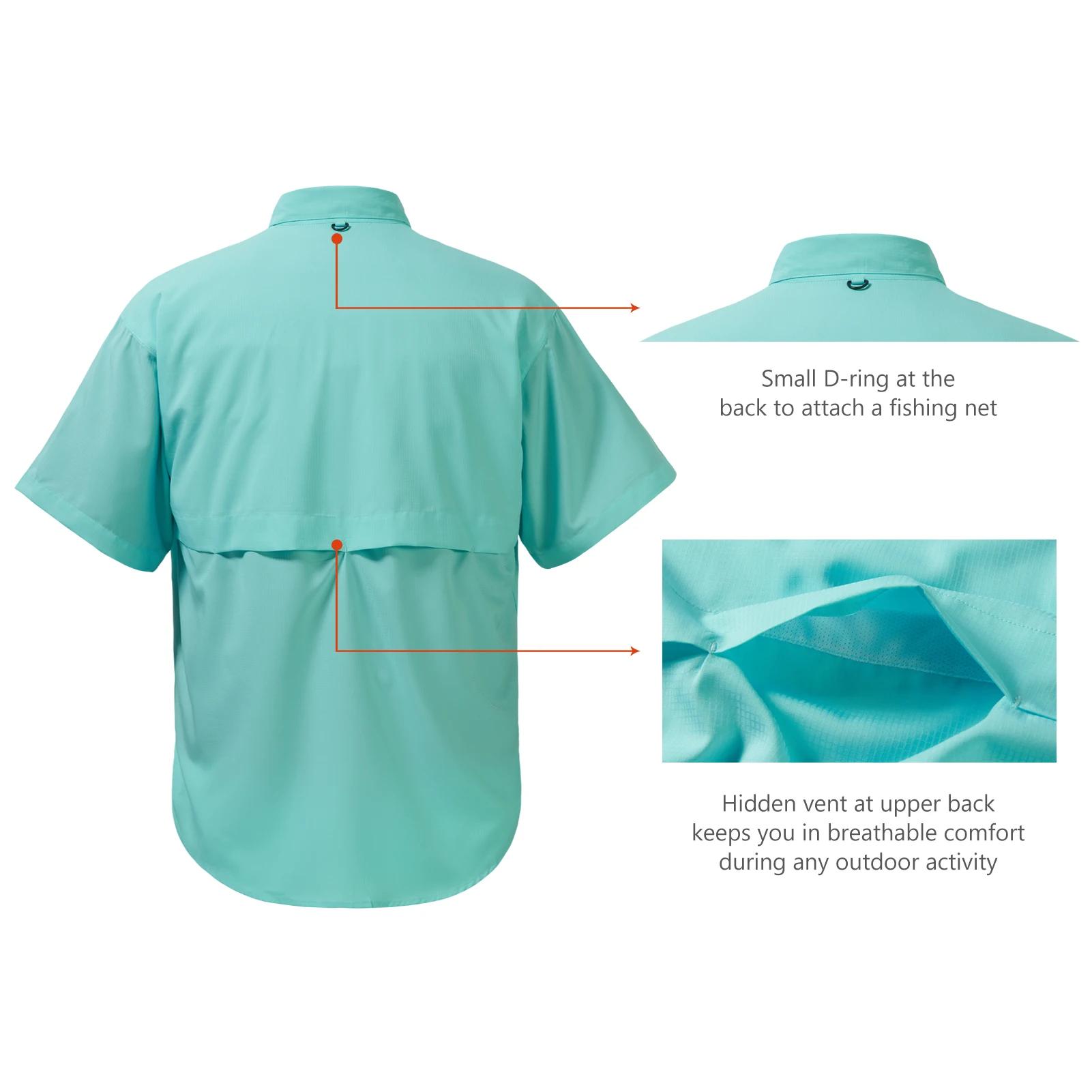 Bassdash – robe de pêche à manches courtes pour hommes, chemise tissée à boutons, pour l'extérieur,