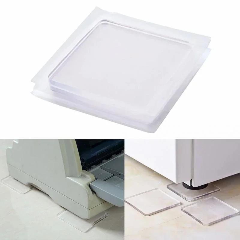 Tapis antidérapant en Silicone Anti-Vibration, 4 pièces, pour Machine à laver, Transparent, multifon