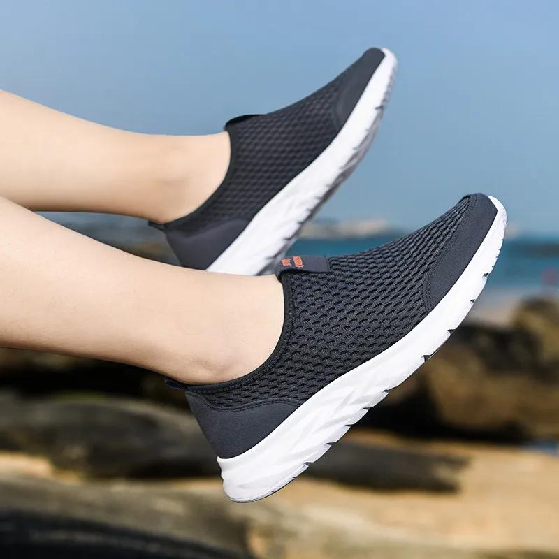 Chaussures de course respirantes homme baskets sport maille enfiler grande taille 48 été bon marché