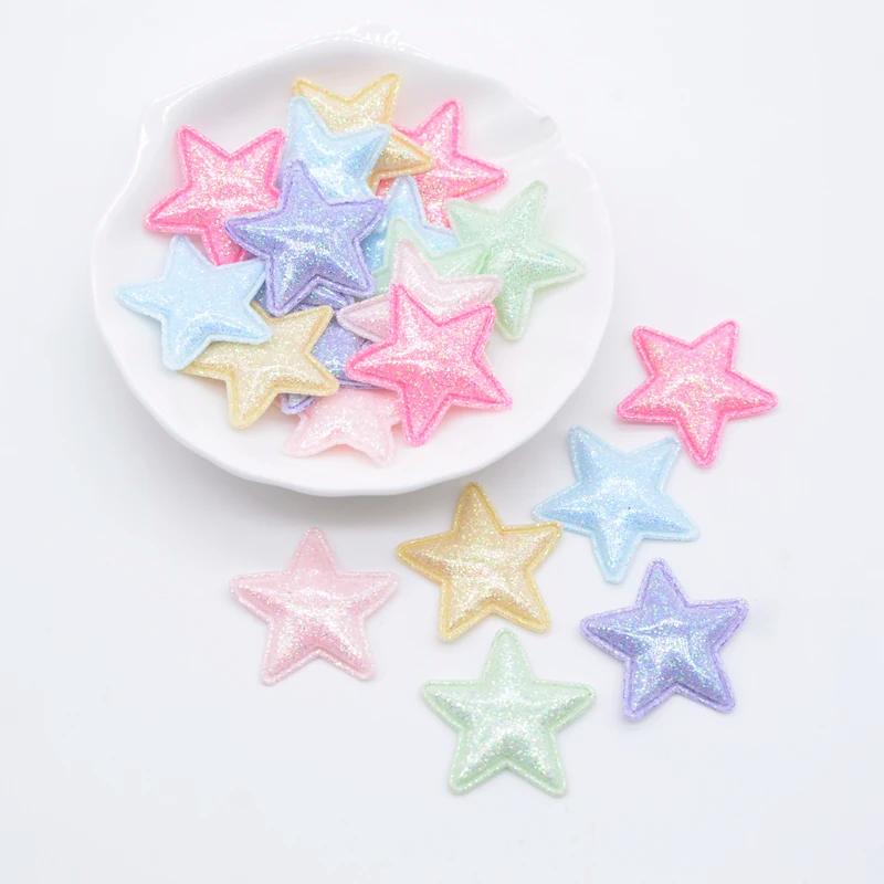 50 pièces 25mm Bling PU cuir étoile Applique pour bricolage fille chapeaux pinces à cheveux décor ac