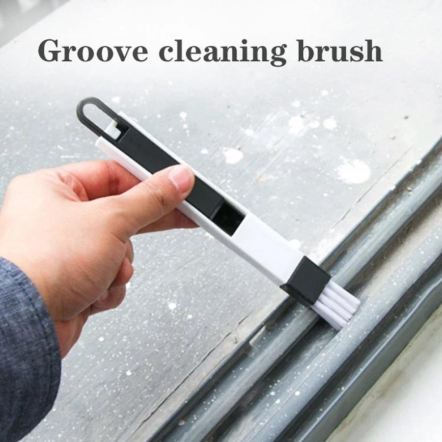 Brosse de nettoyage Portable deux en un, nettoyeur multifonctionnel de rainures de clavier de porte
