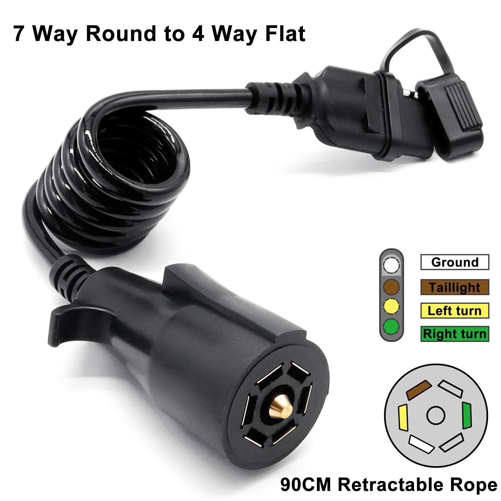 Connecteur de faisceau de câblage enroulé pour remorque plate, broche ronde à 4 voies, adaptateur, c