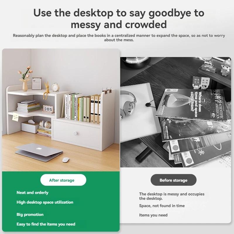 Bibliothèque de bureau, étagères de rangement multicouches, étagères évolutives, boîtes de rangement