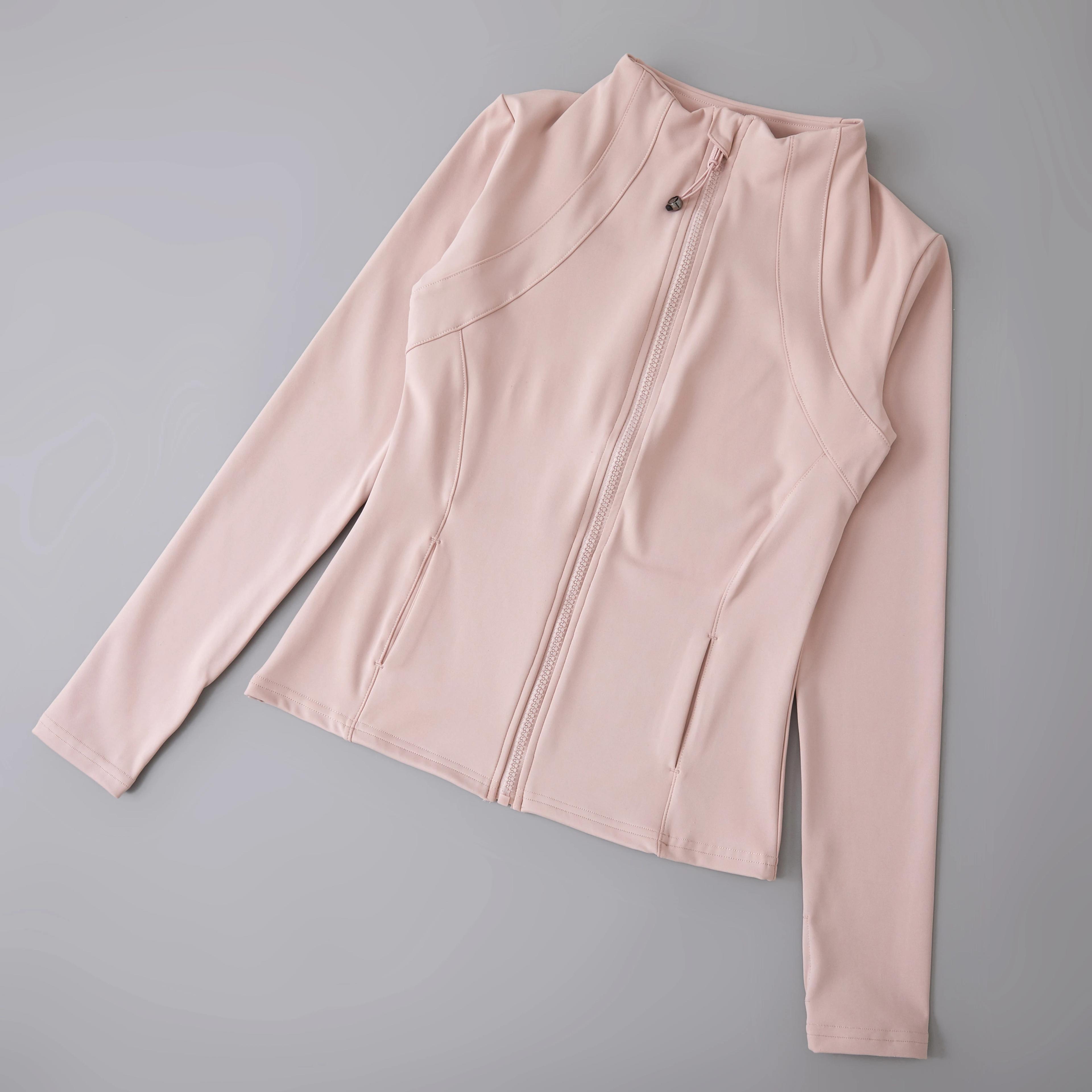 Veste de yoga femme manches longues spandex avec fermeture éclair complète et trou pour pouce