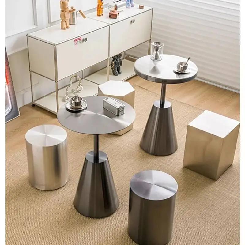 Tabourets de maison en acier inoxydable, café, chaussure ronde légère, tabouret de luxe, table créat