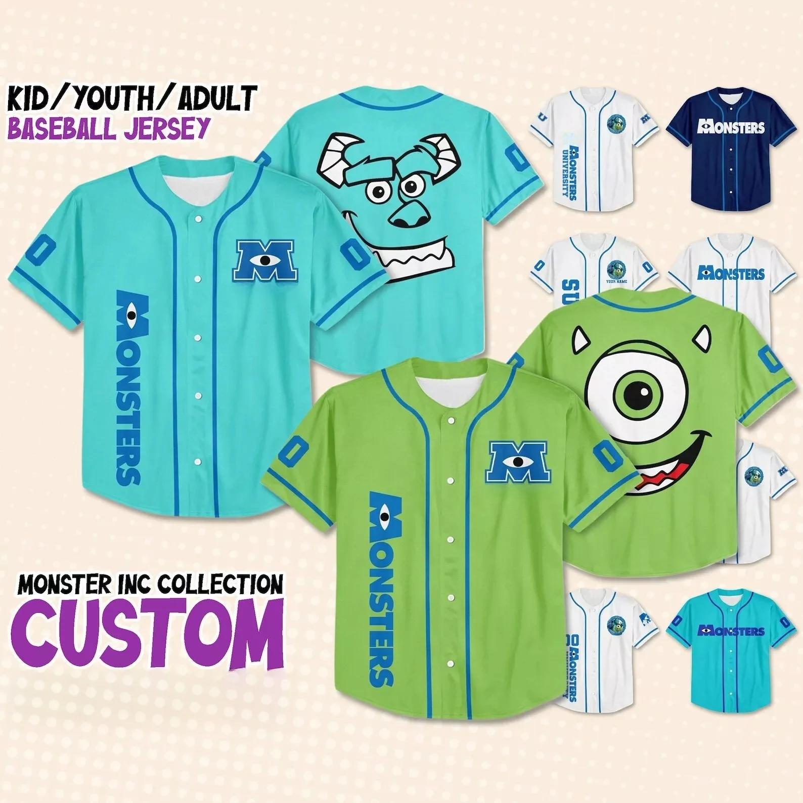 Maillot de Baseball personnalisé Monsters University Mike Sulley, chemise de Cosplay pour enfants, j
