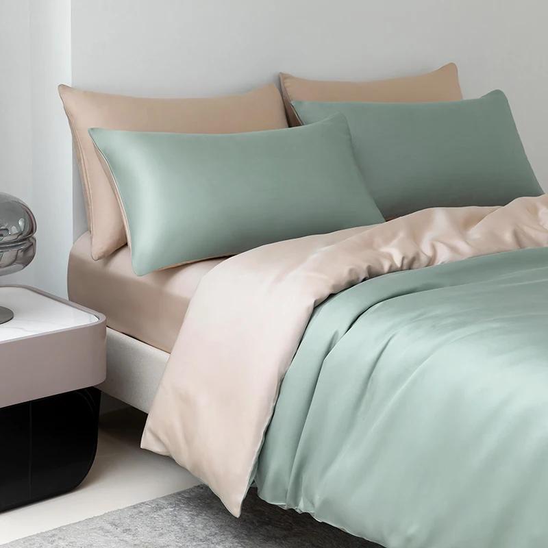 Parure de lit en soie de mûrier de luxe, 100% soie naturelle, comprenant housse de couette, drap et
