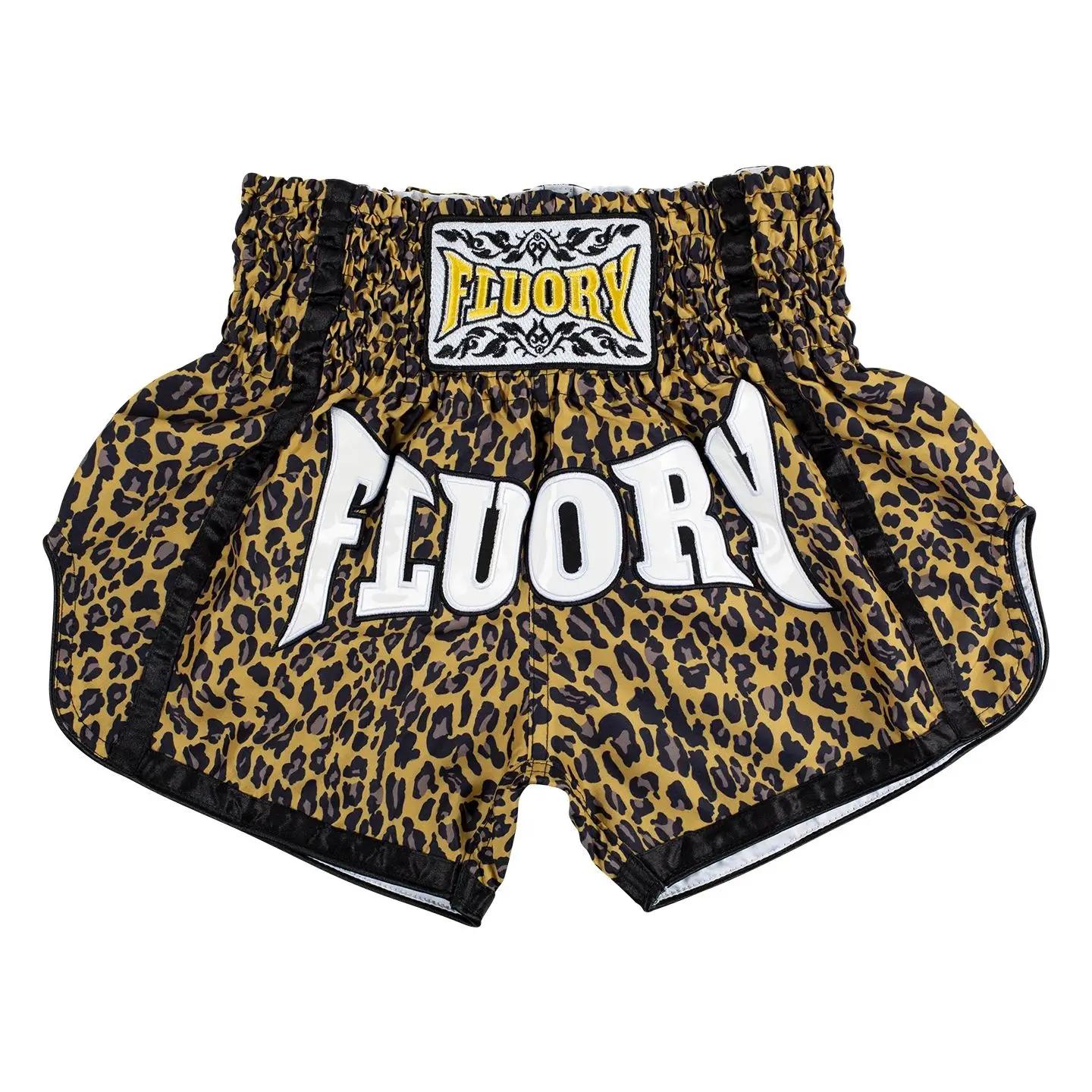 Short de combat Muay Thai fluoré imprimé - Short boxe patchs brodés professionnel