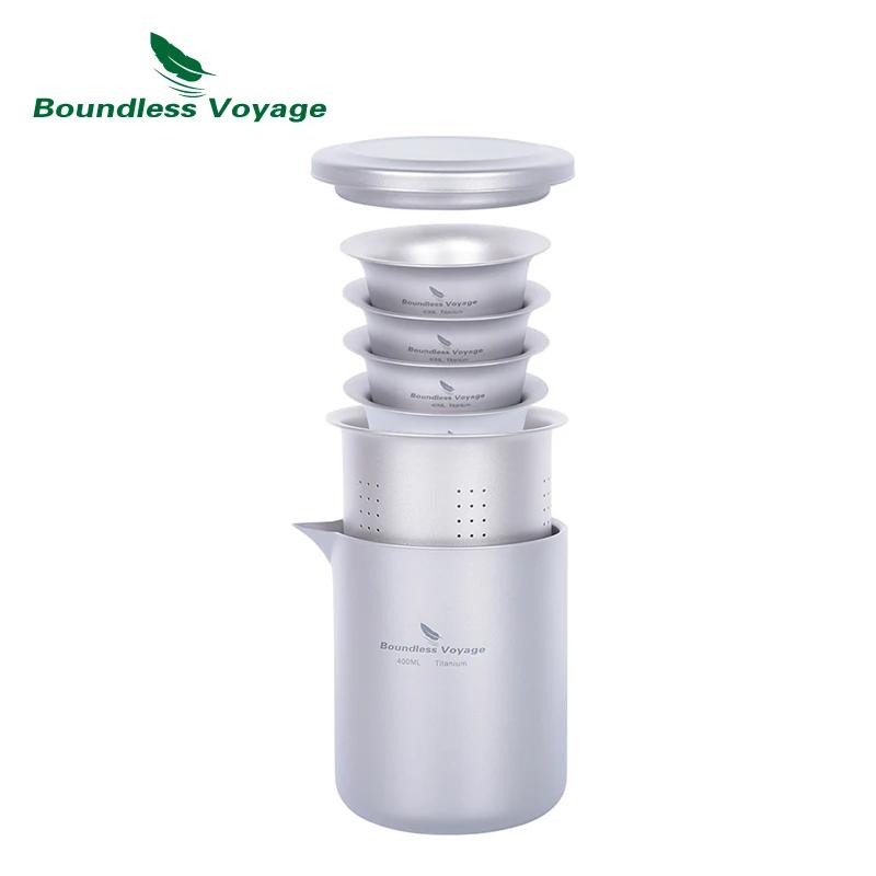 Boundless Voyage-Service à thé en titane à double paroi, théière légère avec filtre, camping en plei