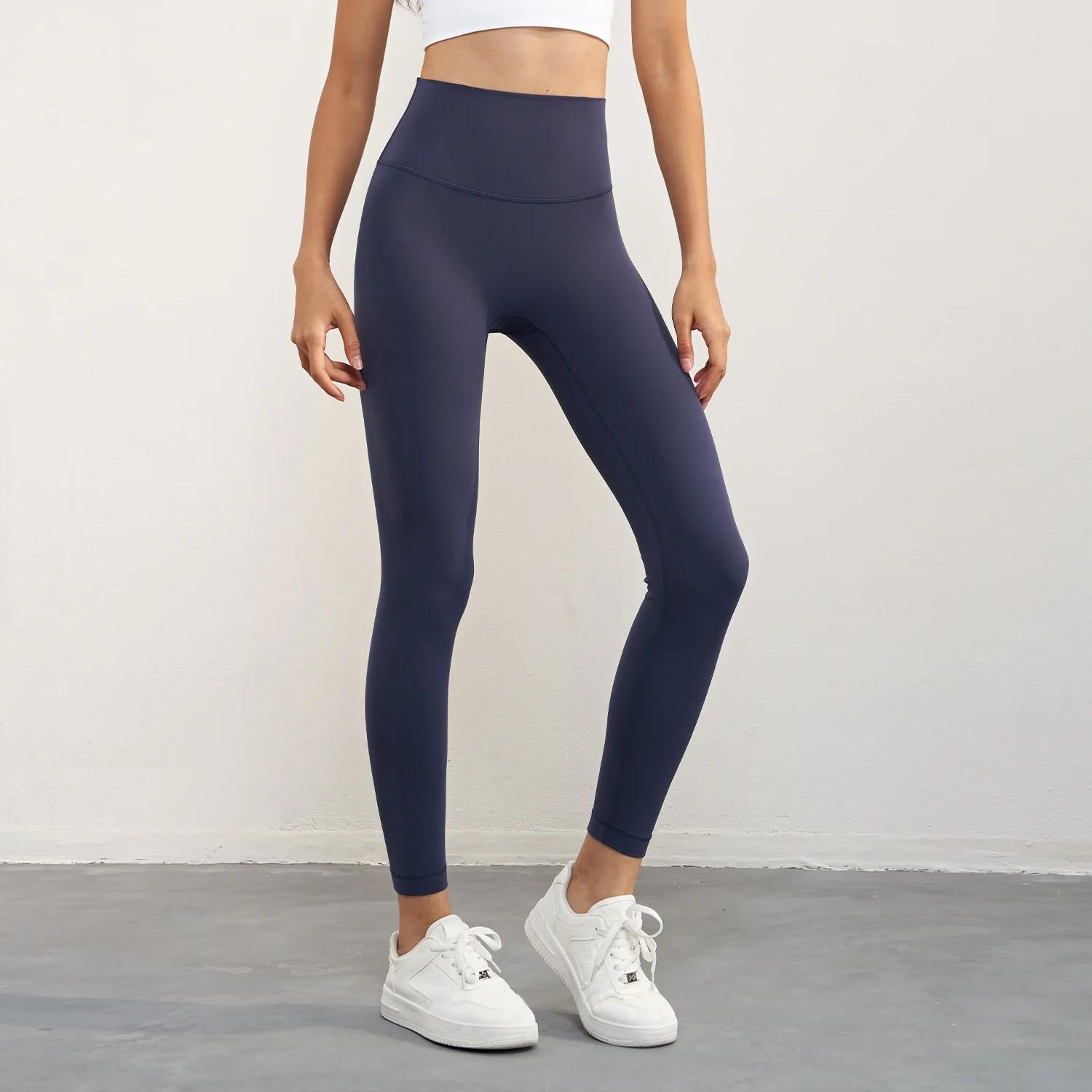 Legging de Yoga taille haute pour femmes, couleur unie, dos doux, poche dans la taille, pantalon de