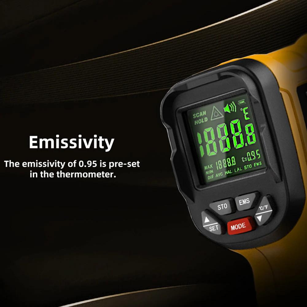 BSIDE -50 ~ 1400C thermomètre infrarouge professionnel 50:1 numérique IR-LCD compteur de température