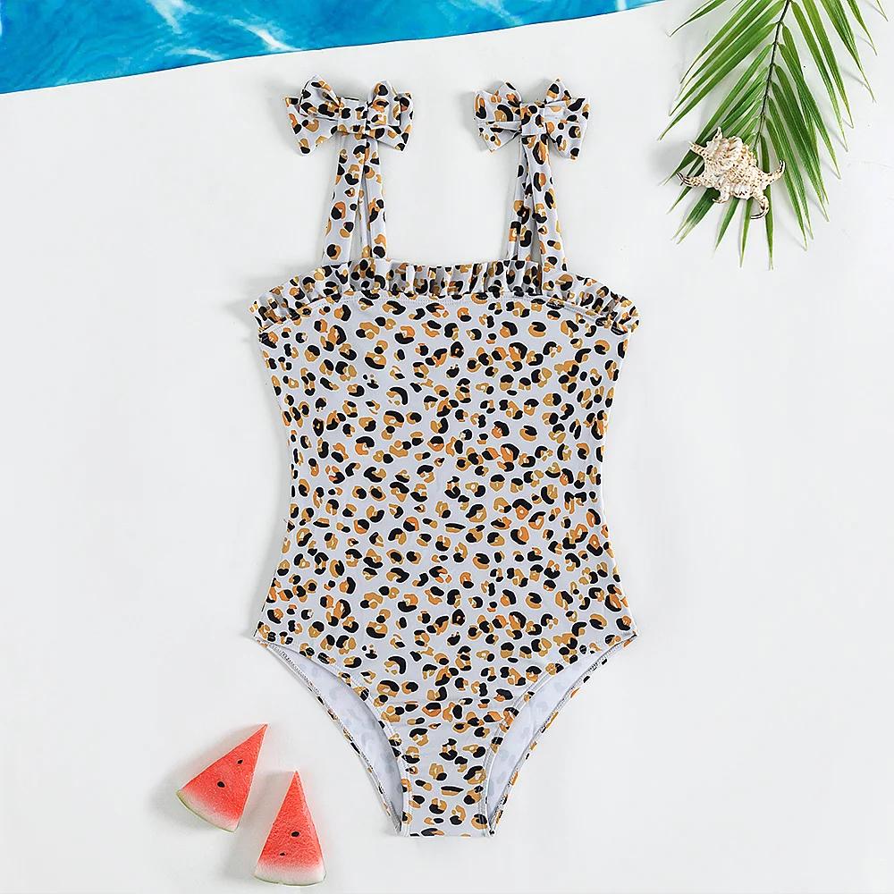 Maillot de bain une pièce imprimé léopard pour filles, à la mode, vêtements de plage, tenue d'été, p