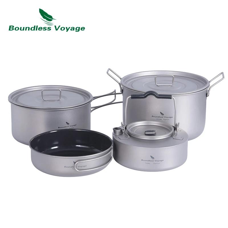 Batterie de cuisine de Camping en titane, Voyage sans limite, Kit de désordre, poêle et casseroles d