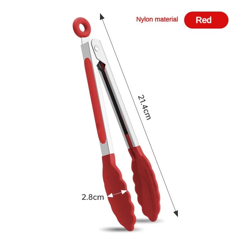 Pince alimentaire en nylon et acier inoxydable, résistante aux hautes températures, pour barbecue en