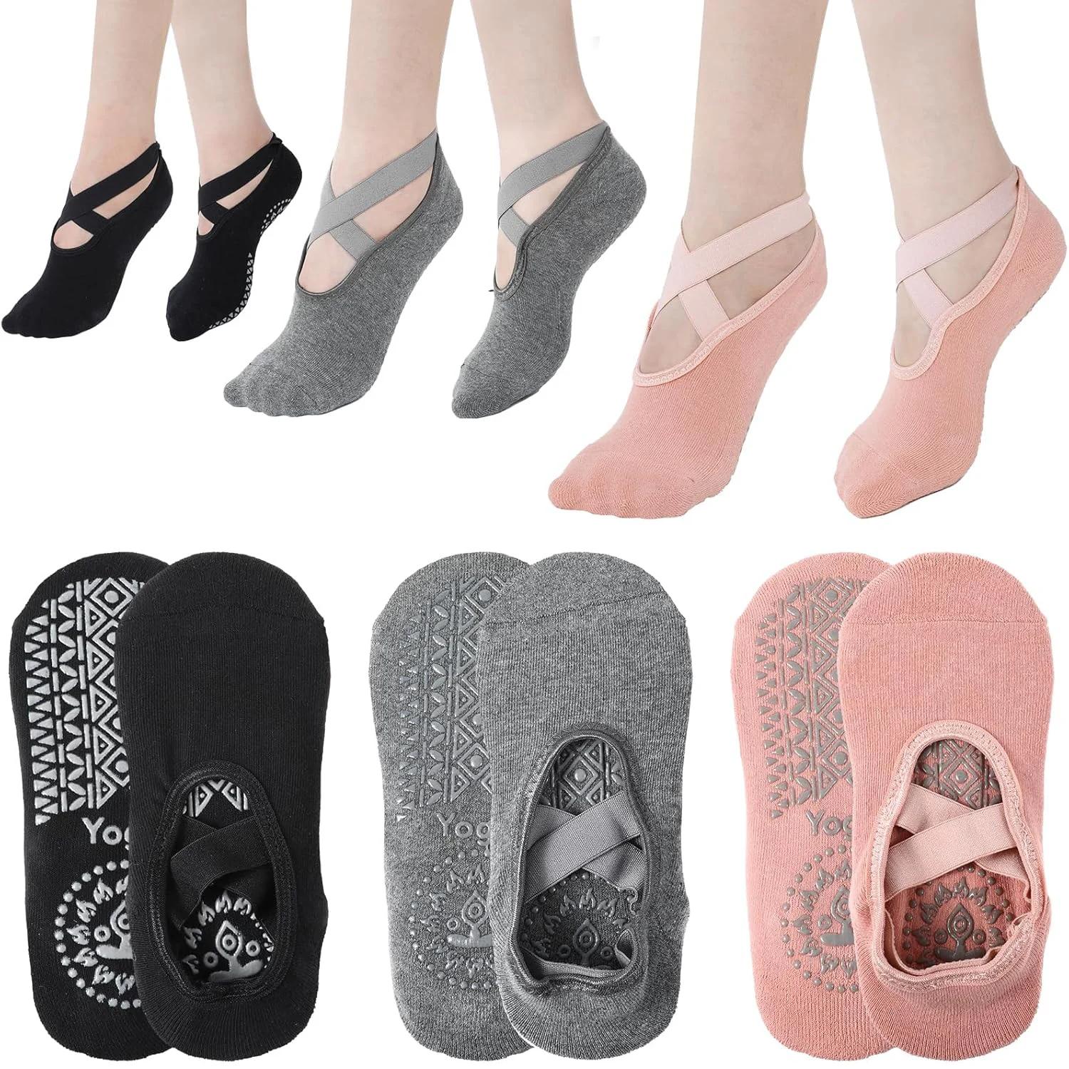 Chaussettes de Yoga Antidérapantes avec Bretelles pour Femme, Accessoire de brevde Ballet, Pilates,